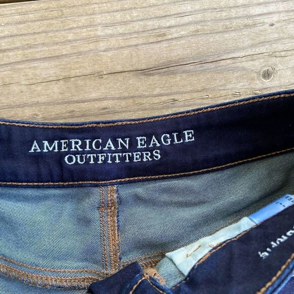 American Eagle Hi-Rise Shortie Denim Shorts Dark Wash Size 8 - Picture 3 of 5